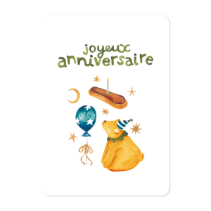 Carte postale illustration aquarelle joyeux anniversaire