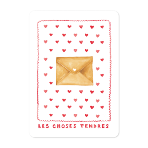 Carte postale illustration aquarelle lettre d'amour