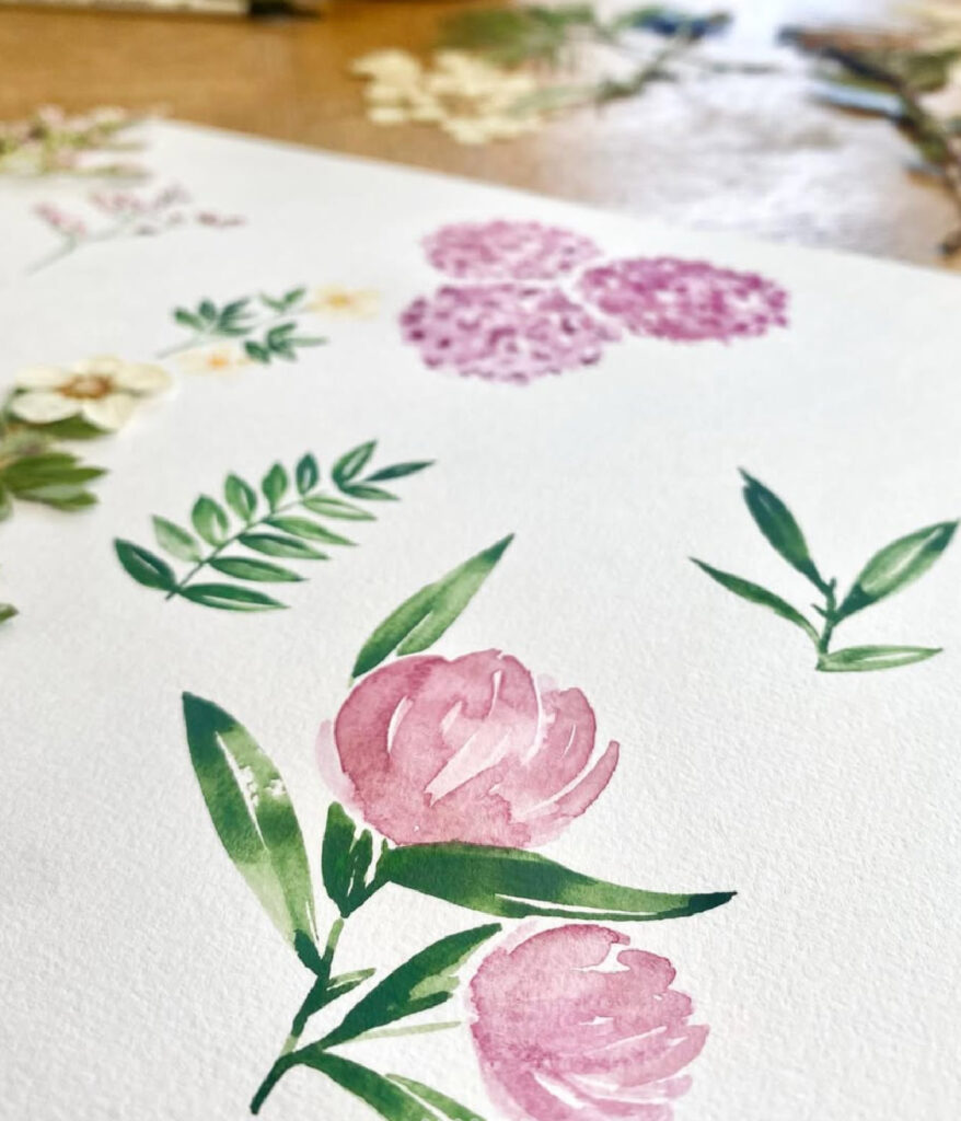 Faire-part de mariage aquarelle motifs floraux et naturels